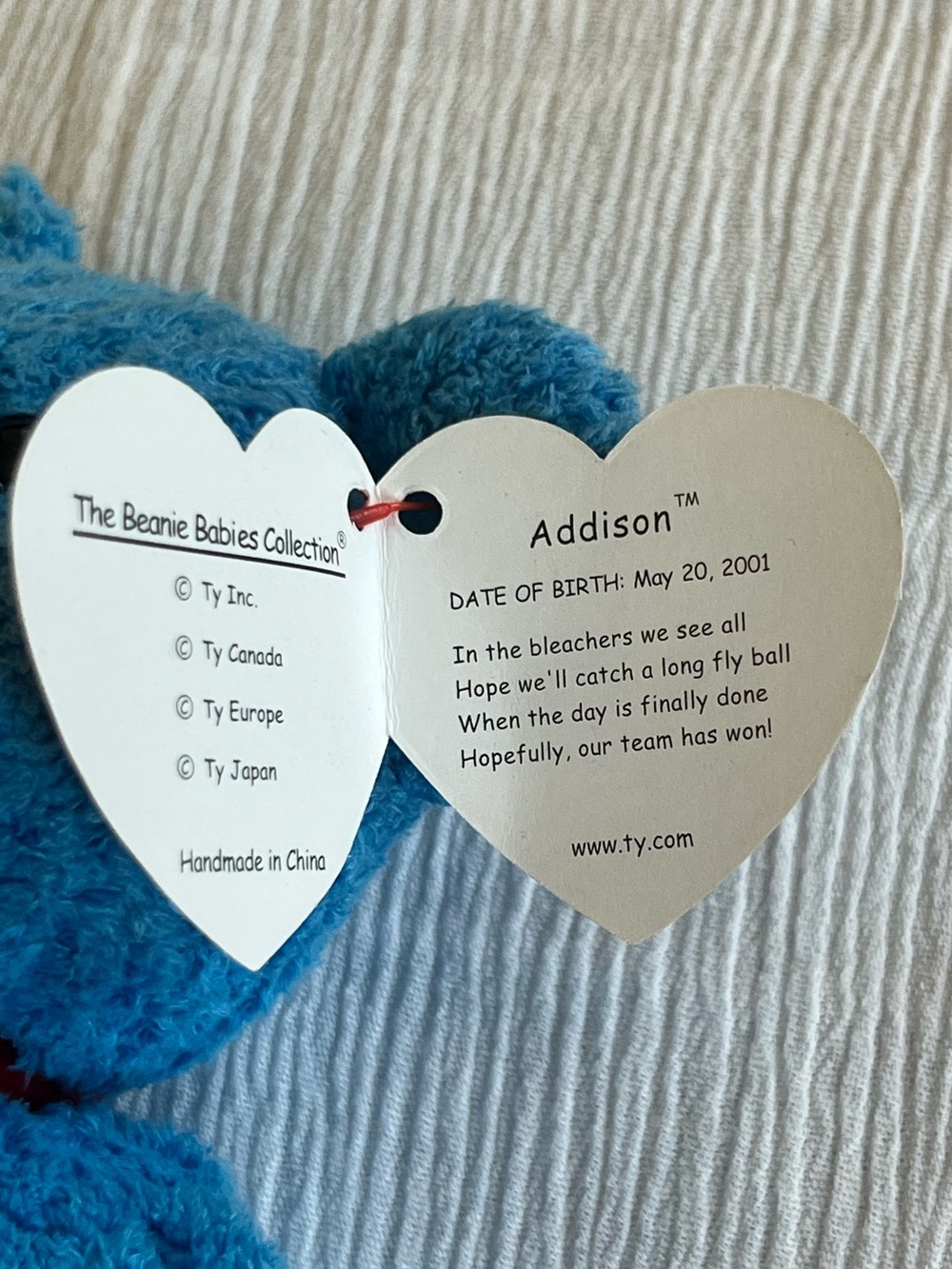 Ty Beanie Baby “Addison”- Blue Baseball Bear - Picture 8 of 8